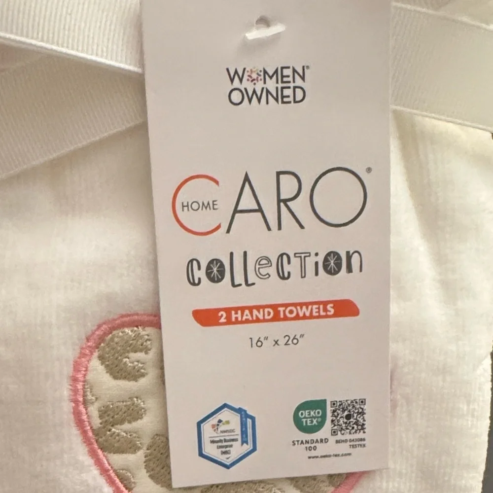 2pc CARO HOME Collection Animal Print Bath Hand Towel Set - Contrasting Border
